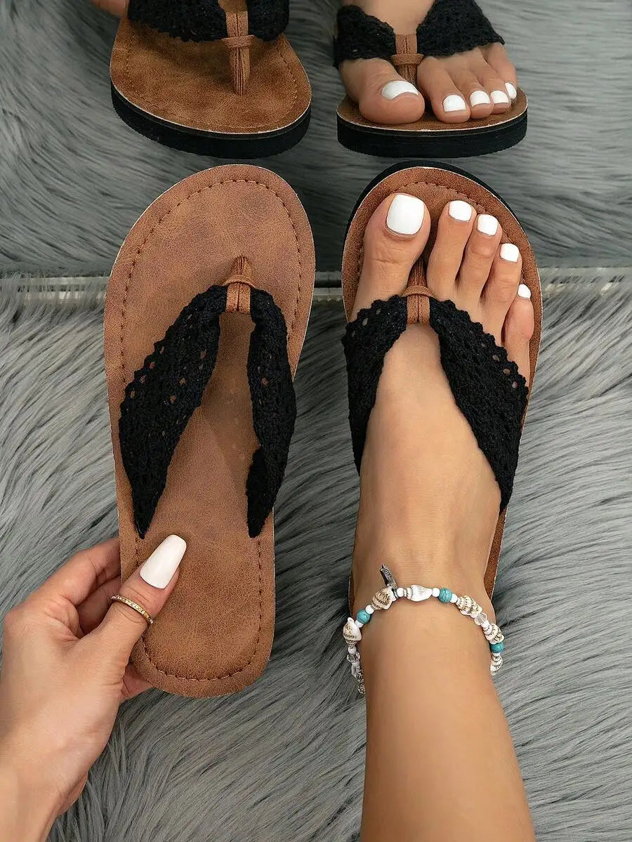 Women Denim Flip Flops Summer Casual Comfortable Flat Slippers