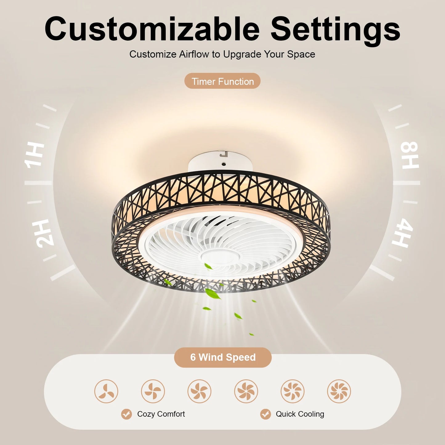 18.5 Inch Ceiling Fan Light Modern Ceiling Fan Light Ceiling Fan Light With Remote Control 35db For Bedroom, Living Room, Kitchen