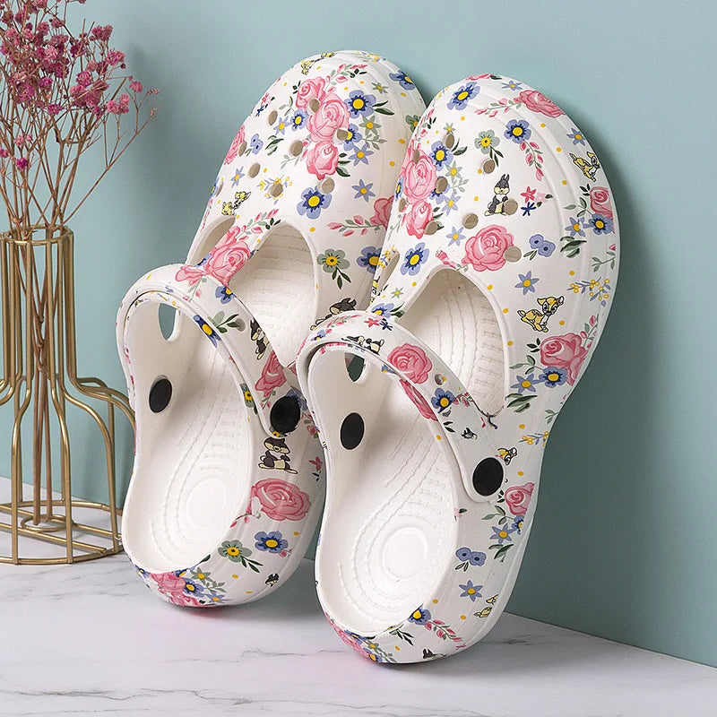 Women's Soft EVA Summer Slippers round Toe Flat Home Slides Dry Wedges Platform Beach Sandals with Thick Bottom for Garden Use