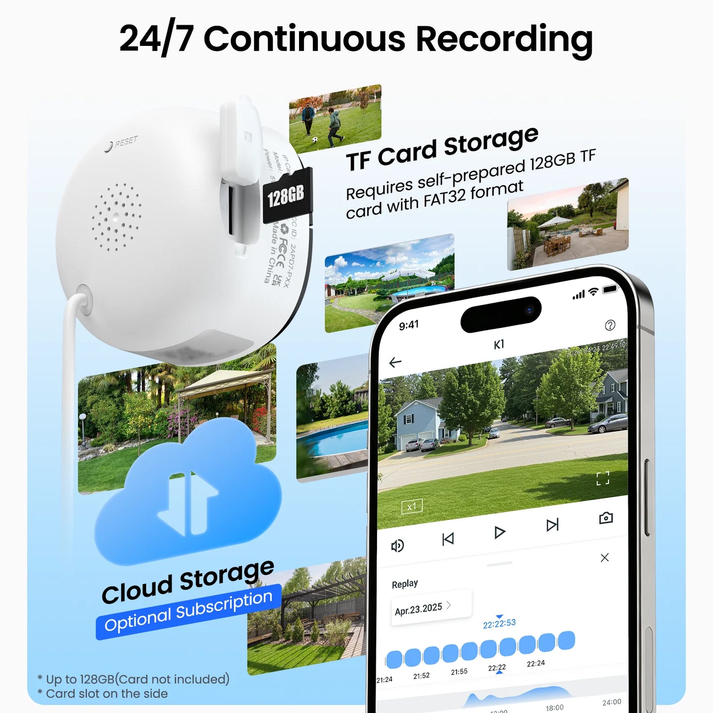 2K Window Camera WiFi Indoor Cameras For Home Security Full Color Night Vision Two-Way Audio Motion Detection