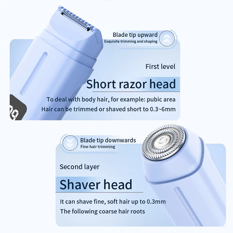 2 IN 1 Woman Hair Trimmer Electric Razor Dual-Head Design Female Shaver For Underarm Arm Leg Bikini Groin Hair Groomer Epilators