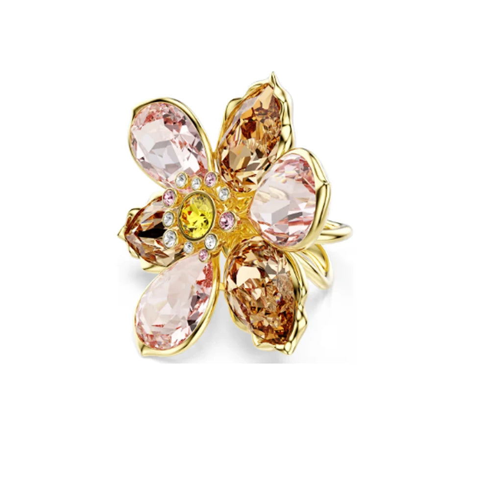 New flower pink crystal accessory romantic jewelry ring holiday party gift