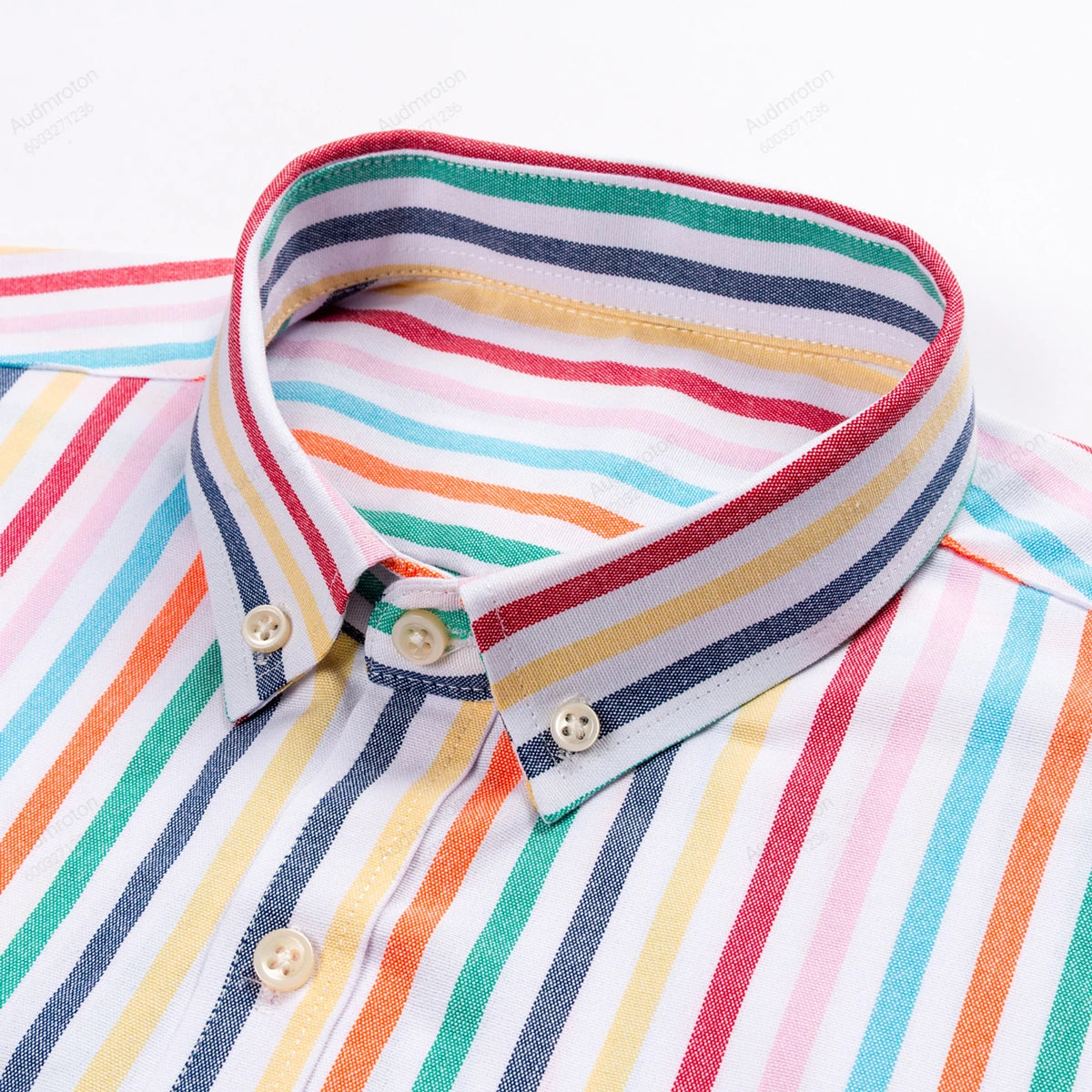 Men's Plaid Striped Button Down Shirts Spring Fall Cotton Long Sleeve Oxford Dress Shirts with Pocket
