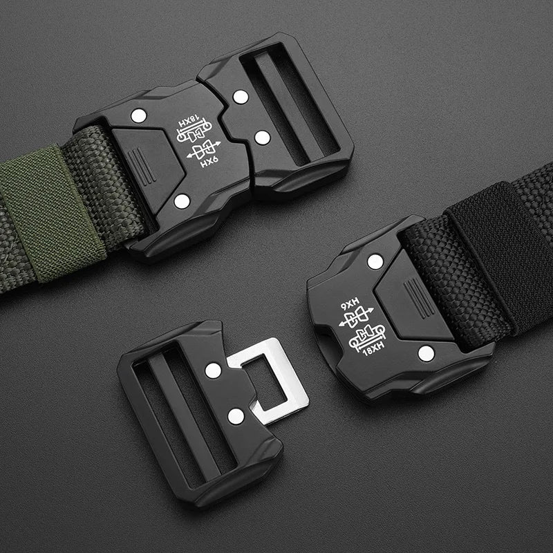 "Genuine Tactical Belt Black Quick Release Outdoor Men's Belt Buckle Quick Release Elastic Belt Sport Nylon Braided Belts for Men "