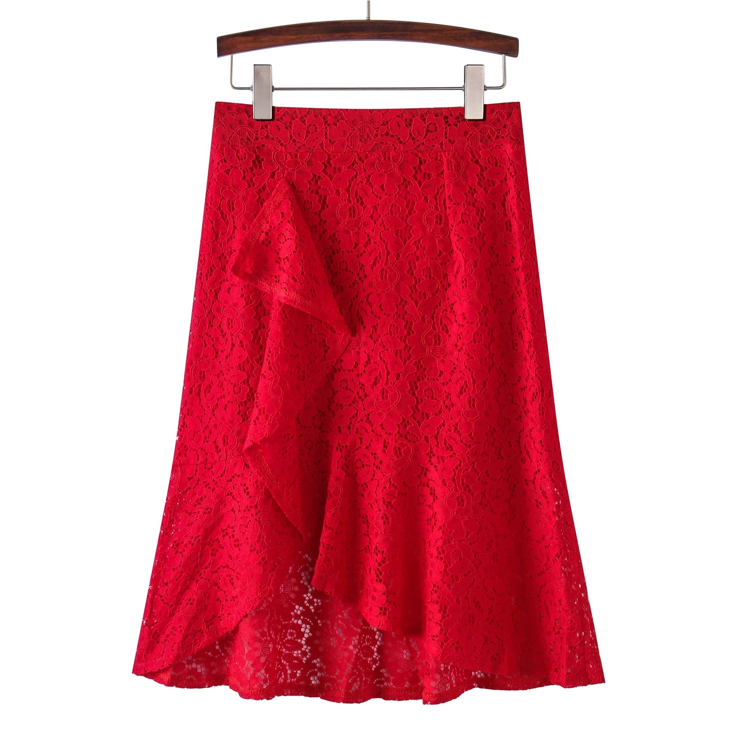 Women Irregular Crochet Lace New Long Section High Waist Slimming Skirt