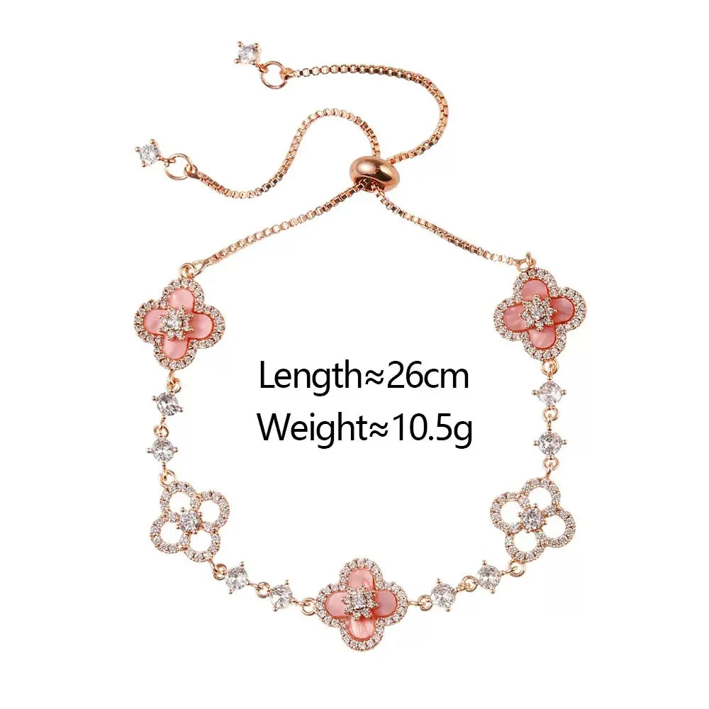 GLOSSMOON Sakura Cleef Bracelet Fashionable and Elegant Cherry Blossom Bracelet Does Not Change Color and Is Not Allergic  The Sakura Clover Bracelet showcases a multitude of brilliant diamonds, forming a luminous sparkle tha