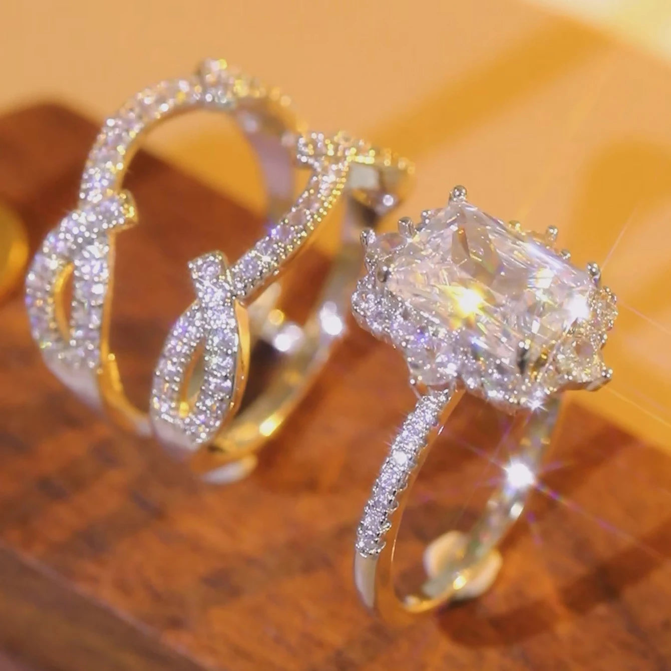 Luxury Bridal Stacking Ring Set CZ Ring Everyone Is Obsessed With Anniversary Gifts Daily Casual Jewelry  Engagement Ring Set Bridal Gold Plated Bridal Promise Rings Jewelry Gift  Statement Cocktail Finger Rings Birthday Vale