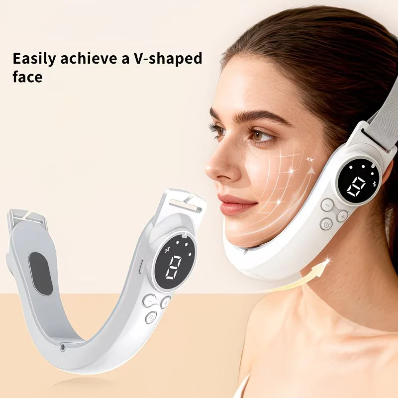 Home Professional SPA Beauty Instrument Ladies V Face Lifting Artifact Colorful Light Warm Care Rechargeable Design Universal Face and Neck High Efficiency Help Skin Care Product Absorption