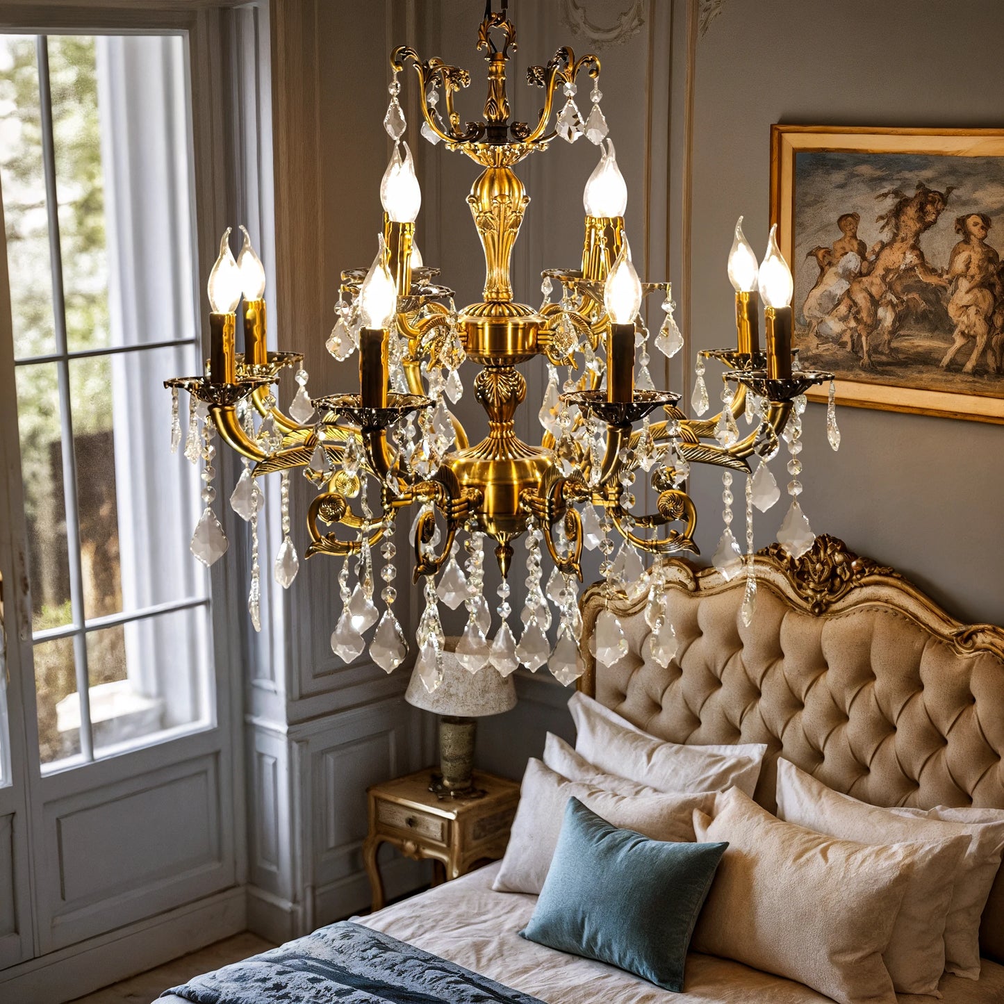 Vintage Crystal Chandelier Ceiling Pendant Light for Living Room Hallway