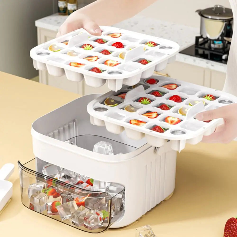50 Grid Ice Tray Ice Mold with Storage Cover and Handle Stackable Silicone Ice Mold Kit for Easy Removal From Refrigerator