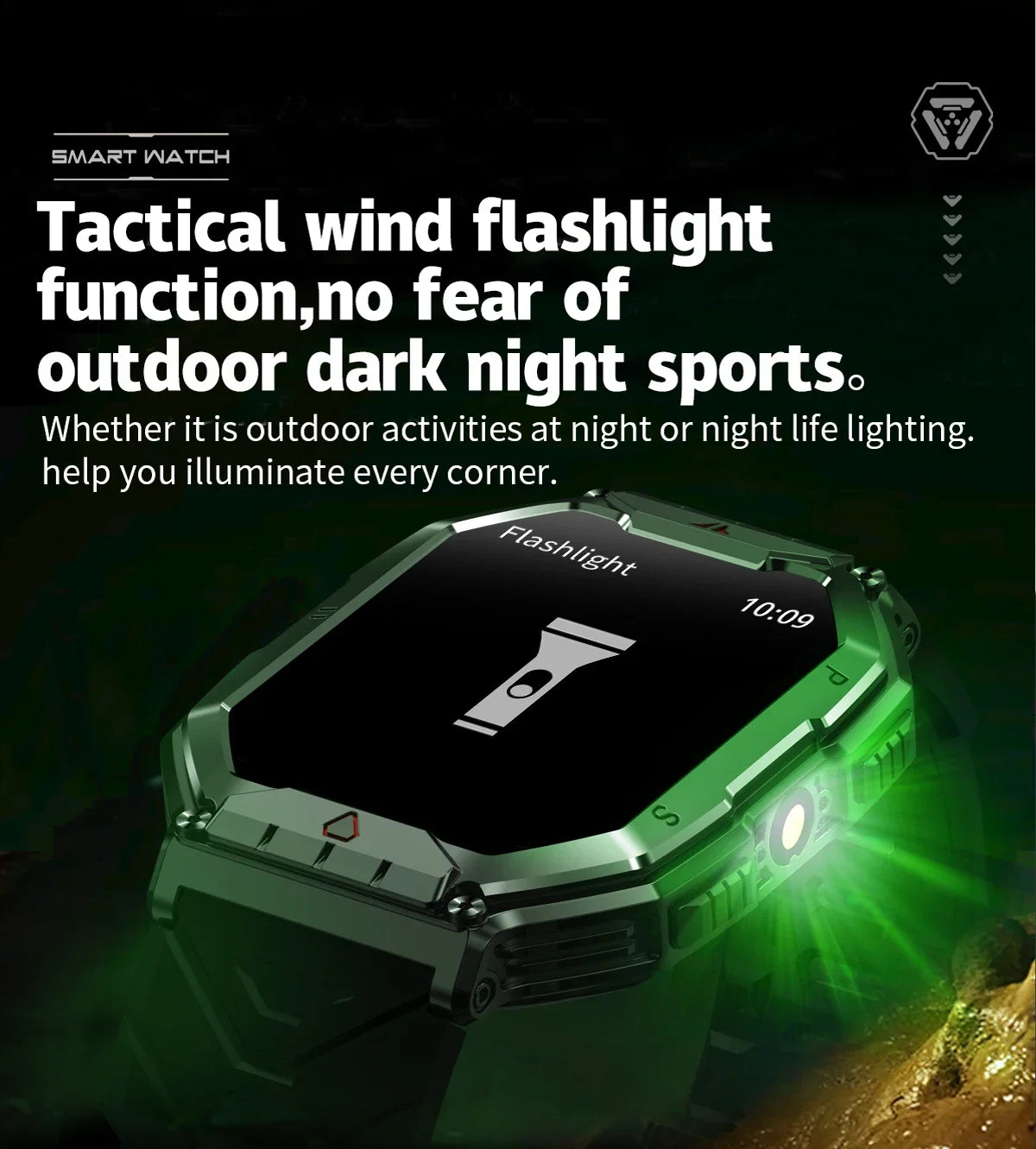 Multi Sport Smart Watch Men Outdoor Compass LED Flashlight 650mAh Large Battery 2.01" HD Display Heart Rate BT Call Smartwatch