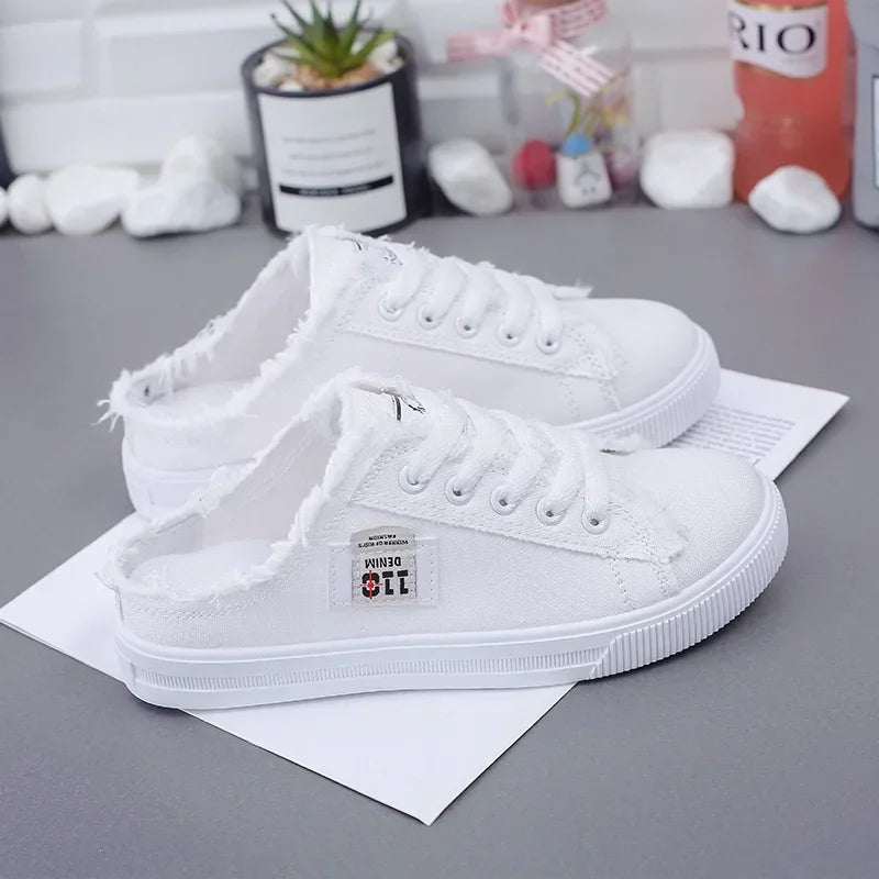 2026 Spring Summer Women Canvas Sneaker Low Top Denim Sneakers Ladies Lace-Up Flat Canvas  Board Shoes Female sapatos femininos