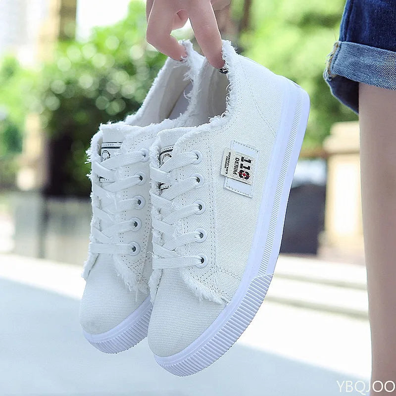 Ladies Versatile Canvas Shoes Casual Comfort Women Sneakers Lightweight White Sports Flats Fashion Student Zapatos Mujer