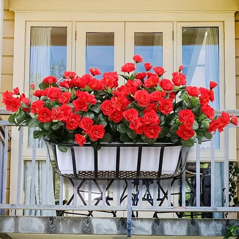 Outdoor Fall Artificial Red Azalea High Quality Flowers Bushes UV Resistant Decor Fake Flowers Home Decorations Small For Garden
