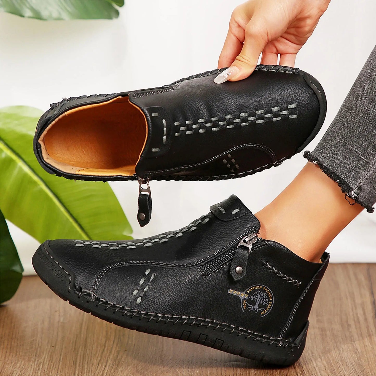 Womens Casual Shoes Ankle Boots Slip On Lightweight Loafers Mid top Walking Driving Shoes