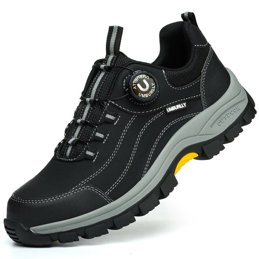 Men's Safety Shoes Anti-Smashing Steel Toe Anti-Puncture Kevlar Button-Up Design Anti-Slip Wear-Resistant for Factory Workshops Warehouses
