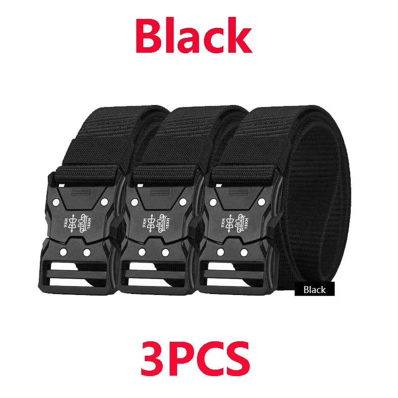 "Genuine Tactical Belt Black Quick Release Outdoor Men's Belt Buckle Quick Release Elastic Belt Sport Nylon Braided Belts for Men "