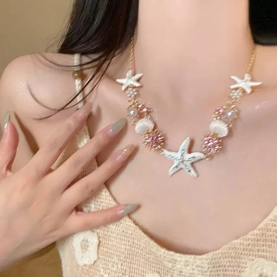Y2K White Lace Cross Strap Key Choker Necklace for Women Sweet Cool Heart Chain Double Layer Necklace Fashion Party Jewelry Gift