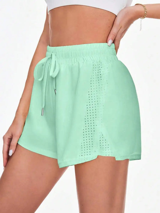 Sovereign Charm Solid Color Drawstring Waist Casual Sports Shorts Comfy Short Sweater Shorts