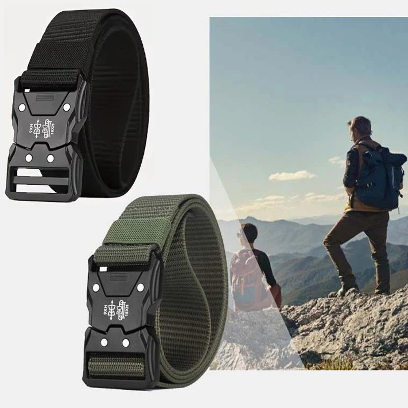 "Genuine Tactical Belt Black Quick Release Outdoor Men's Belt Buckle Quick Release Elastic Belt Sport Nylon Braided Belts for Men "