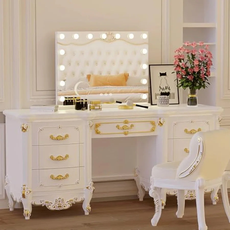 Hollywood Vanity Mirror 15 Led Bulbs 3 Color Lights Beautiful Make Up Lighted Mirror Aluminum Metal Frame 23" x 18"