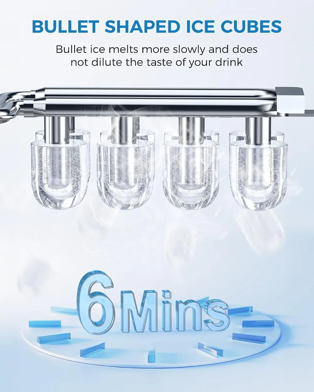 Portable Ice Maker, 26lbs/24Hrs, 8 Cubes in 6 Mins, Self-Cleaning, Quiet Compact for Kitchen RV Camping