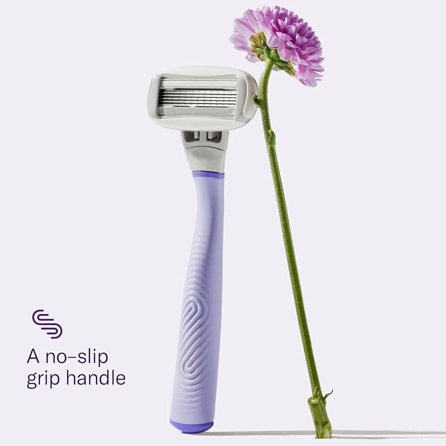 Women's shaving razor set with ergonomic handle, 4-blade refills, and wall-mounted shower holder