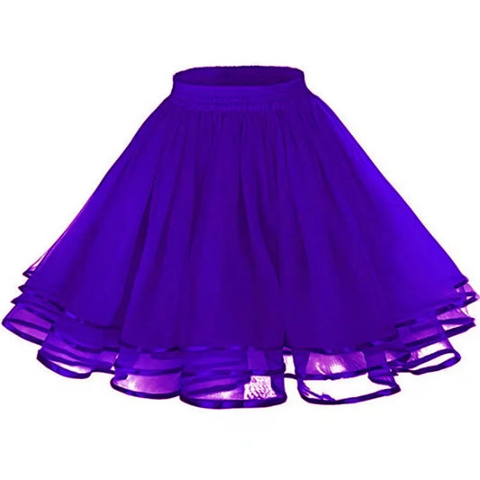 14 Colors Women Petticoat Tutu Underskirts Crinoline 50's Three Layers Ribbon Gauze Tulle Skirt Vintage Bridal Slips Rockabilly