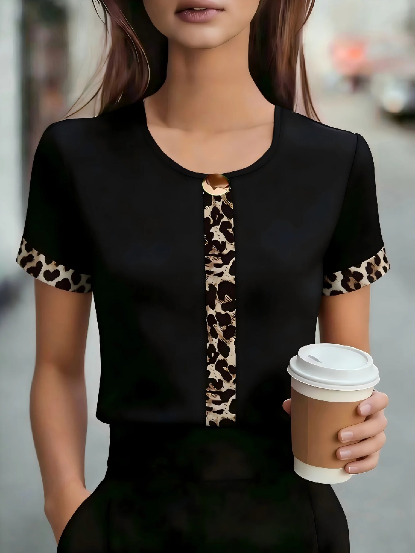 Temperament Loose Woman Shirt Fashion Casual Blouse Elegant Short Sleeve Holiday Weekend Top