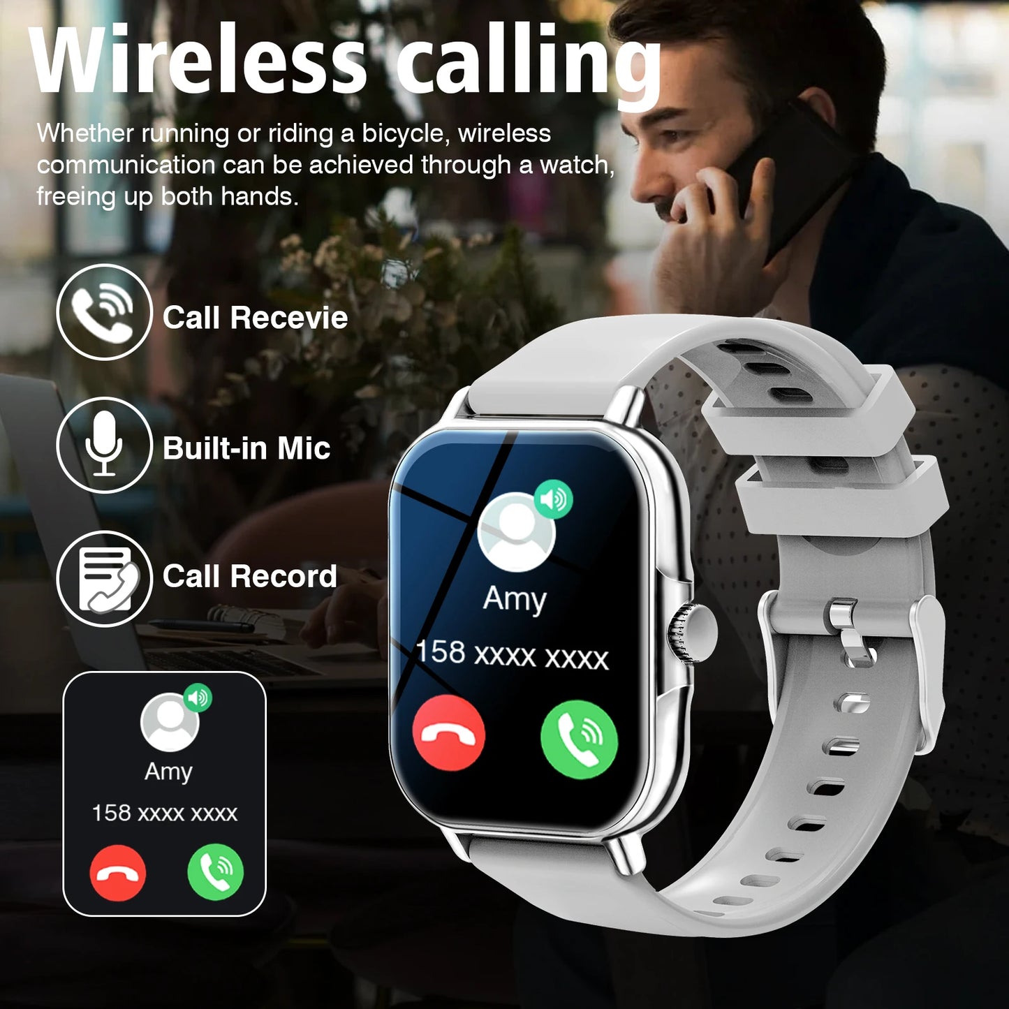Smart Watch,Unisex Fitness Tracker ,Wireless Calling, Music Play,Weather Forecast ,Alarm Clock,Call Alerts, for Android & Iphone