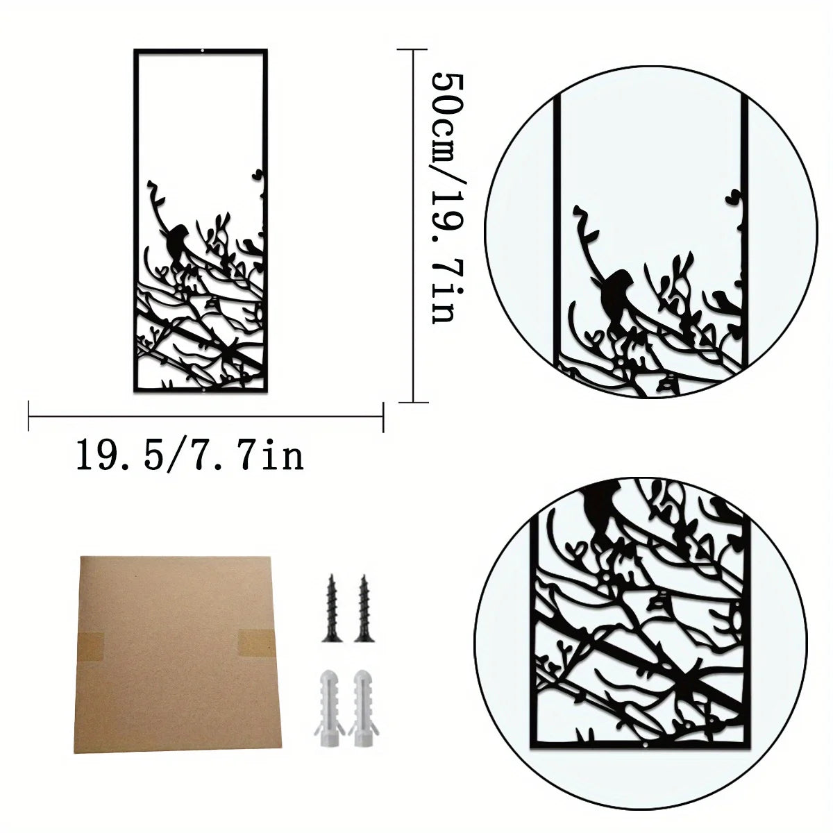 4 Panels Tree of Life Decor Mid-Century Tree Decor Large Black Unique Minimalist Home Decor Great Housewarming Perfect for Gift