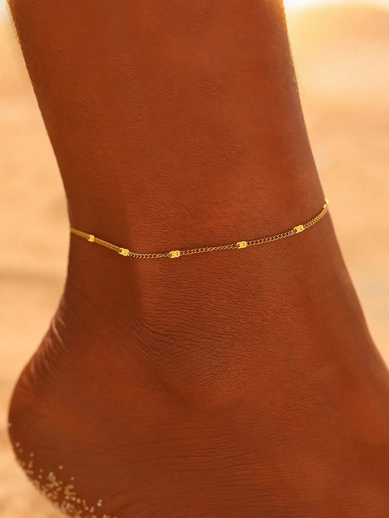 1pc Stainless Steel Minimalist Thin Chain Anklet For Women, Beach Vacation Style Jewelry