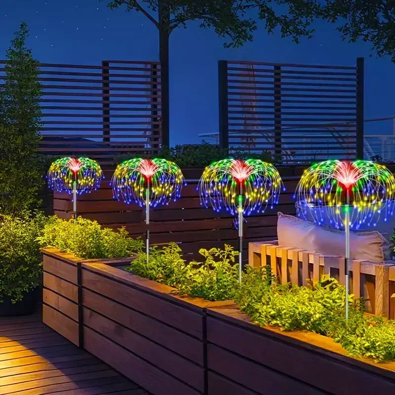 60LEDS Solar Firework Lights Waterproof Garden Lights Outdoor Solar Lights 8 Modes Landscape Lighting for Courtyard Pathway