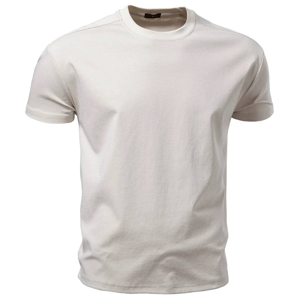 AIOPESON Men's Cotton O-Neck Soft Touch Comfortable Tee Solid Color 8 Colors Breathable Lightweight Daily Casual T-Shirt
