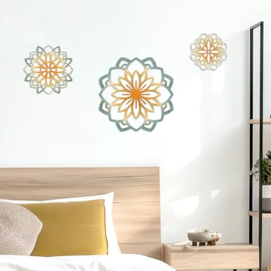 3 Ps olorful Metal Flowers Wall Art Farmouse Floral Batroom Deoration Flowers Metal anging Deor Farmouse Wall Art for Living Ro