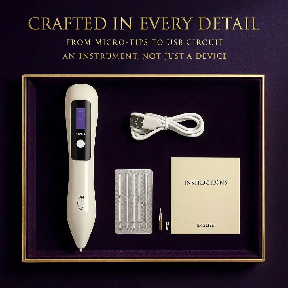 Luxury LCD Beauty Pen – USB Rechargeable Mole & Freckle Remover, Portable Tattoo Eraser for Flawless Skin, White Gift Box