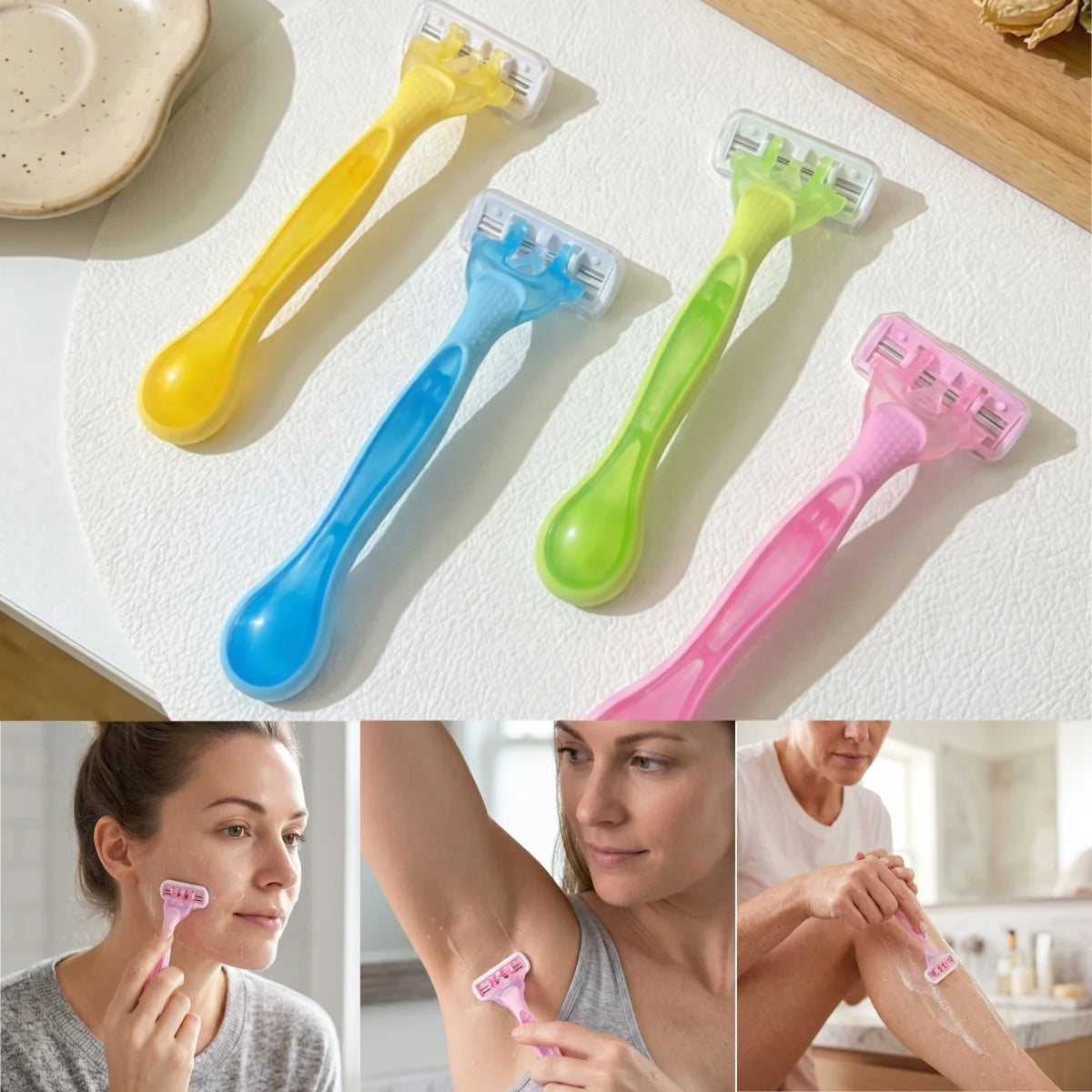 1Pc Summer Women's Disposable Razors With 4 Blade Shaving Razor Stainless Steel Women's Disposable Bikini Razors for Men Women
