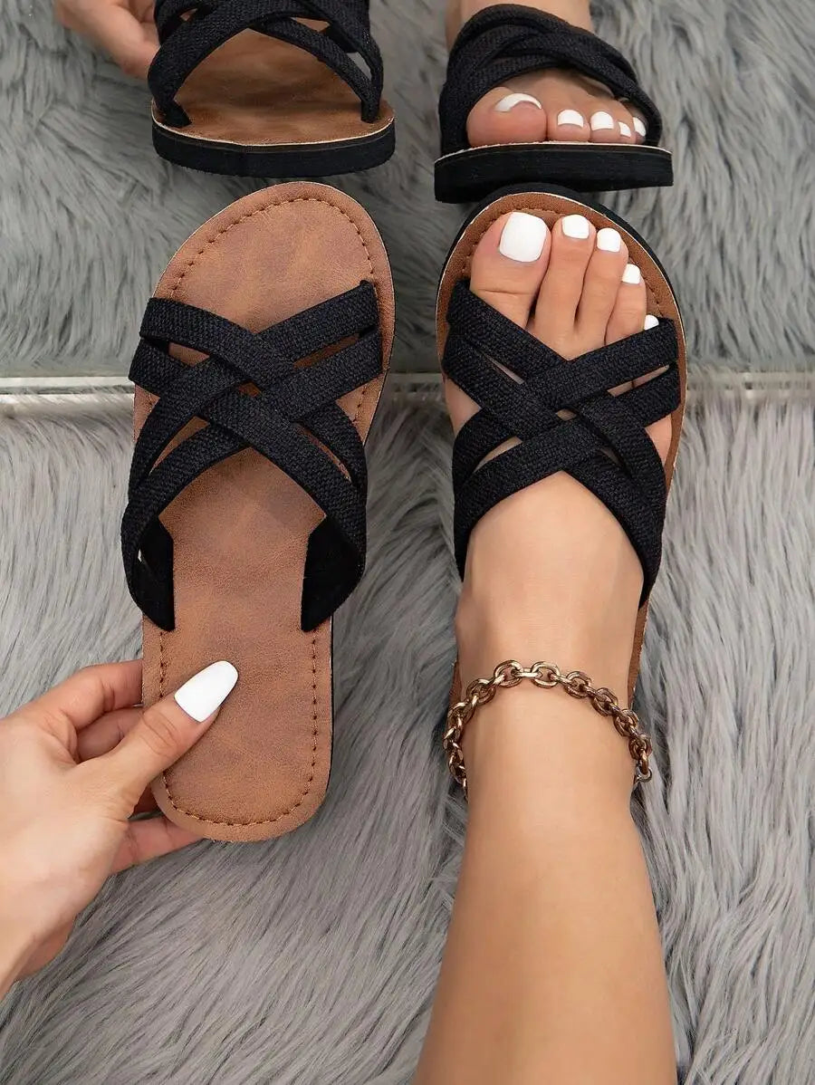 Women Denim Flip Flops Summer Casual Comfortable Flat Slippers