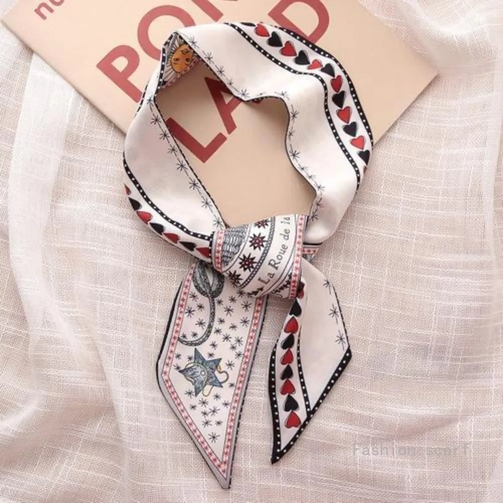Tarot Card Series Double-layer Double-sided Printing Women's Versatile Ribbon Tied Bag Scarf Small Scarf Wholesale