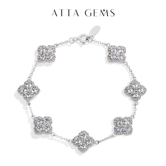ATTAGEMS Full D VVS1 Moissanite Bracelets S925 Silver Yellow Gold Plated Bracelet for Women Lucky Jewelry Shipping From the USA