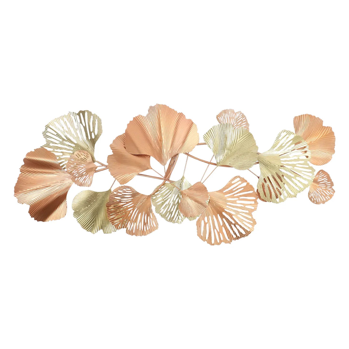 Large Ginkgo Leaf Metal Art, Metal Wall Decor, Handmade Iron Wall Hanging for Living Room Bedroom 54x24 Inch