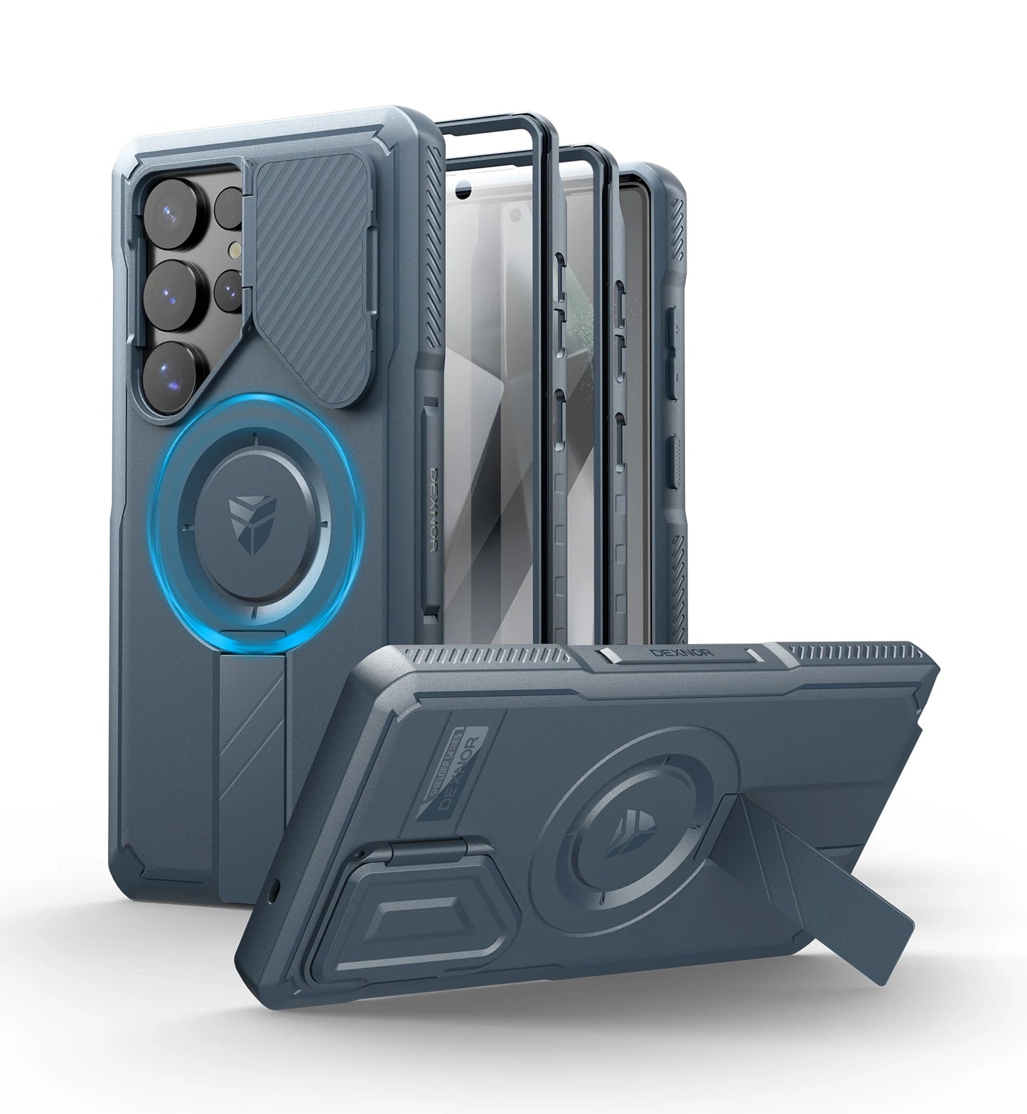Dexnor For Samsung Galaxy S25 Ultra Case Rugged Shockproof with Sliding Camera Cover Built-in Screen Protector Kickstand