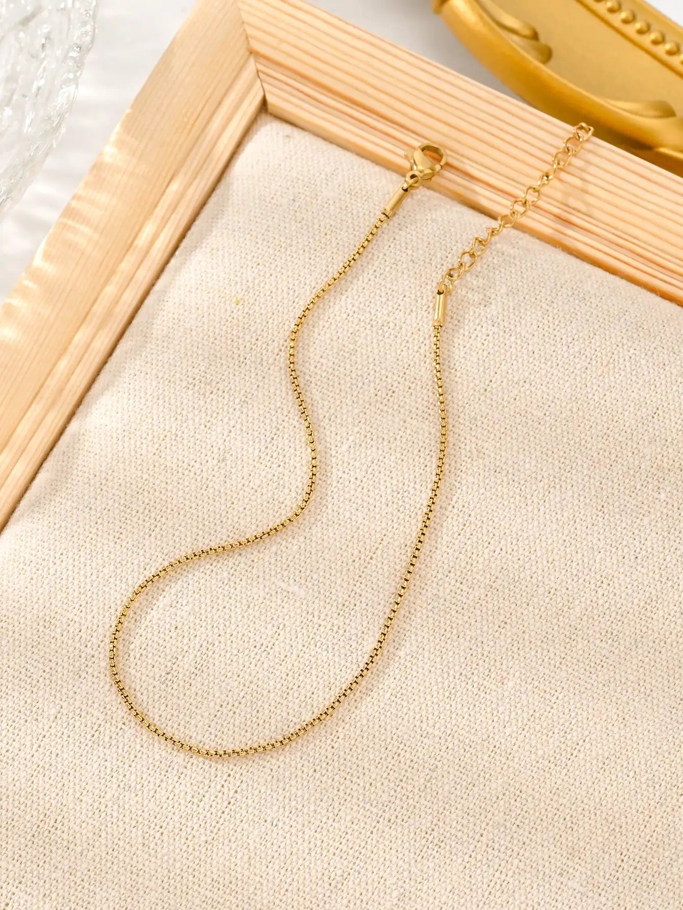 1pc Stainless Steel Minimalist Thin Chain Anklet For Women, Beach Vacation Style Jewelry