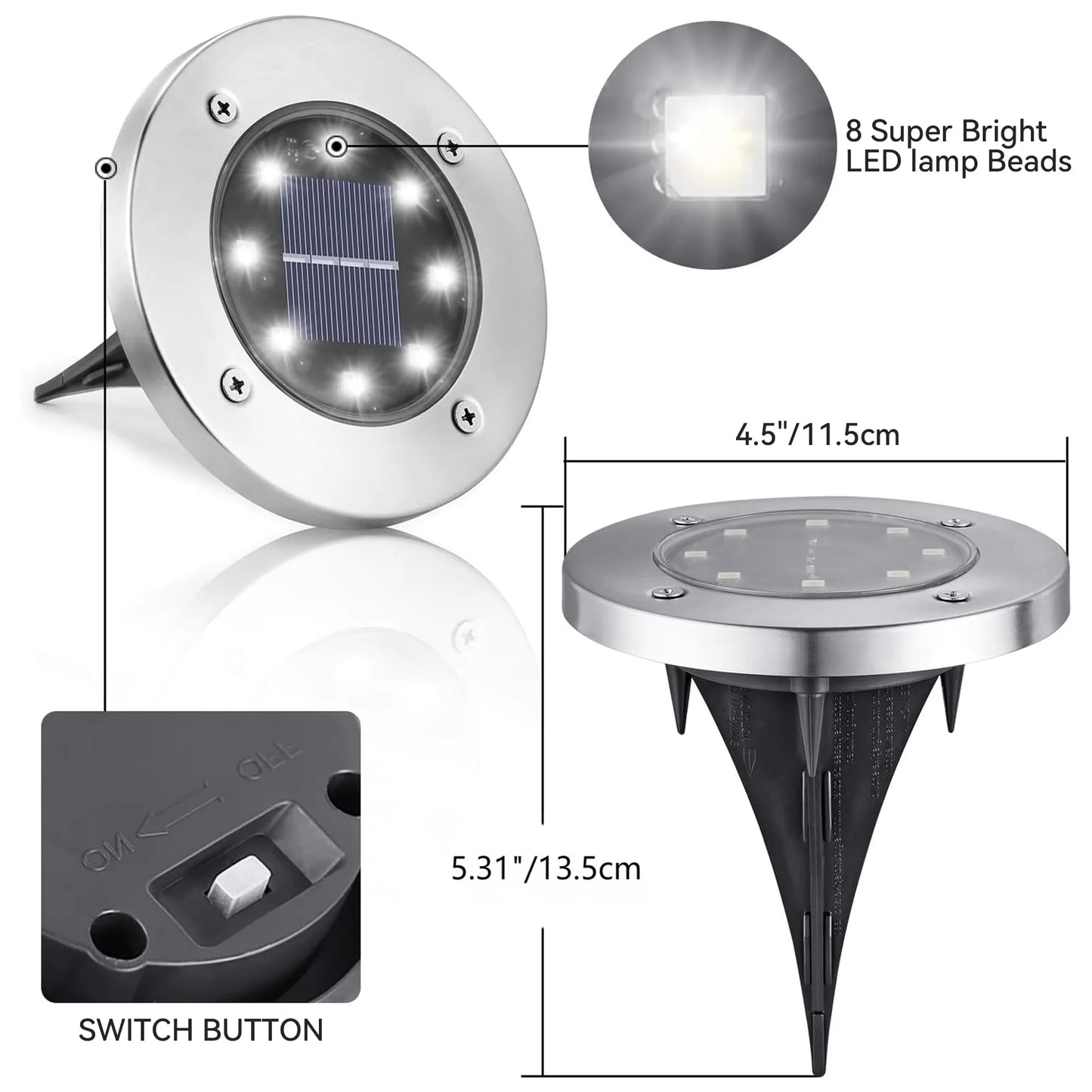 12 Pack Outdoor Waterproof Solar Lights, LED Underground Lights for Yard, Patio, Garden, Lawn, Balcony, Outdoor Pathway