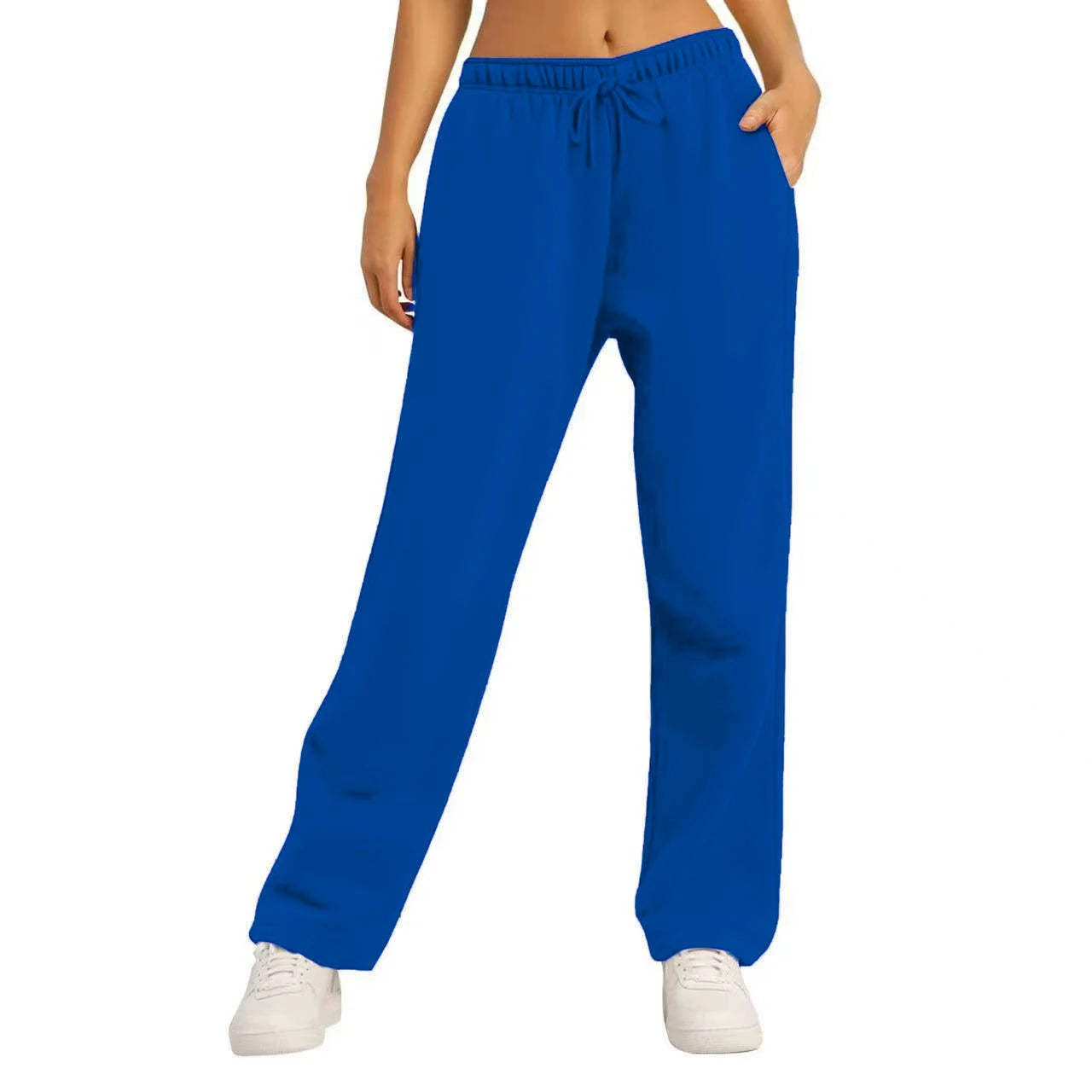 Wide Leg Sweatpants Loose Daily Casual Solid Drawstring High Waist Autumn Winter Women Comfort Trousers