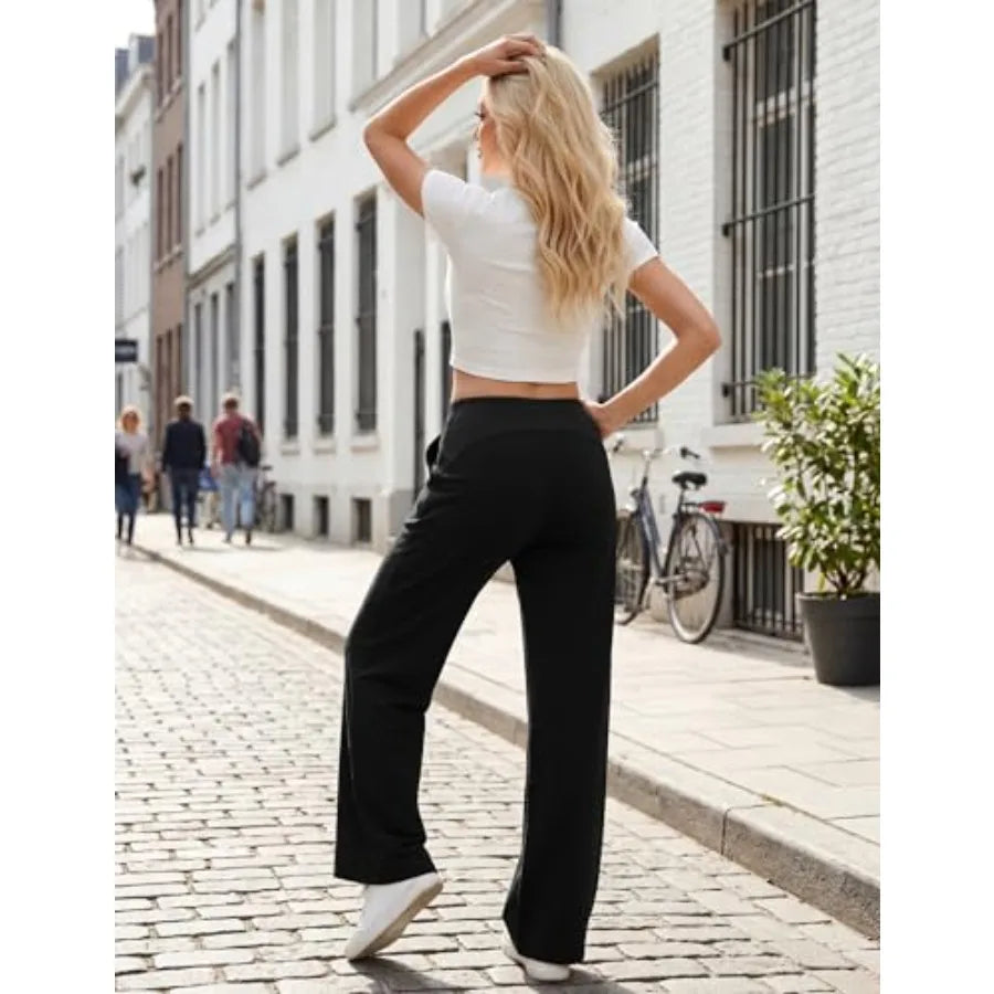 Blooming Jelly Womens Wide Leg Casual Yoga Pants with Pockets Lounge Dress Pants Comfy Trousers Slacks