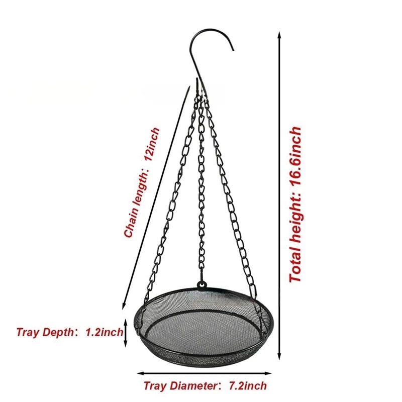 7.2in Diameter Bird Feeding Tray Round Metal Feeders Garden Patio Trees Hang Feeding Outdoor Garden Hanging For Attracting Birds