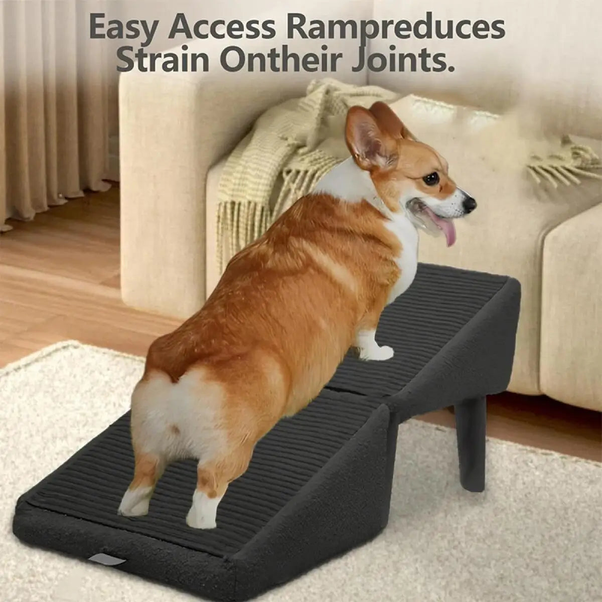 Dog Ramp Stairs Foldable 2-in-1 Wooden Pet Step Stool Non-Slip Portable Space Saving Access for Small Dogs And Cats Beds/Sofas with Gentle Incline for Rehabilitation