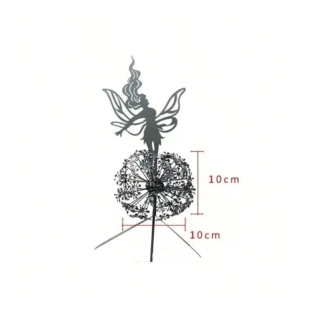 Metal Flower Fairy Garden Statue Dancing With Dandelion, Perfect For Outdoor Yard, Courtyard, Lawn, Or Patio Decor Versatile Fa