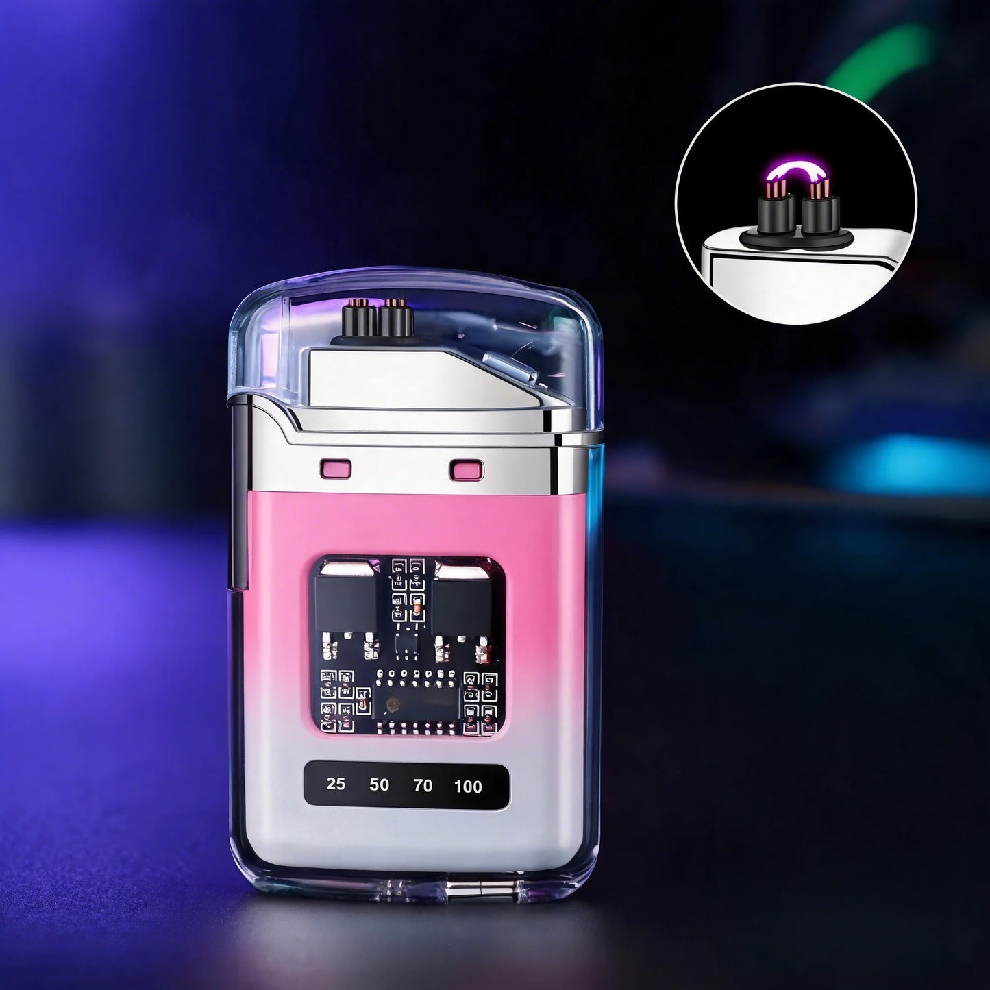 Rechargeable Pulse Arc Lighter Windproof Waterproof Transparent Gradient Shell Cool Electronic Lighter Perfect Gift for Men